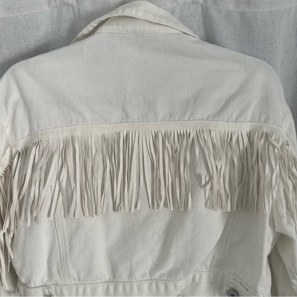 White Fringe Denim Jacket - Picture 8 of 8